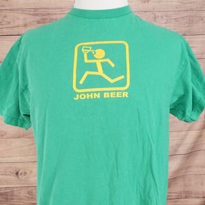 VINTAGE JOHN BEER PARODY JOHN DEERE FUNNY 00s T-SHIRT SIZE L MEXICO